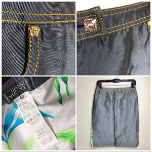 Vintage Versace 1980s Gianni Versace Denim Skirt